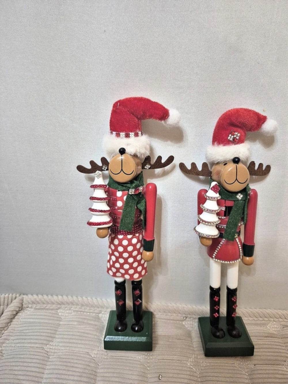 Mr and Mrs Reindeer Nutcracker Figurines